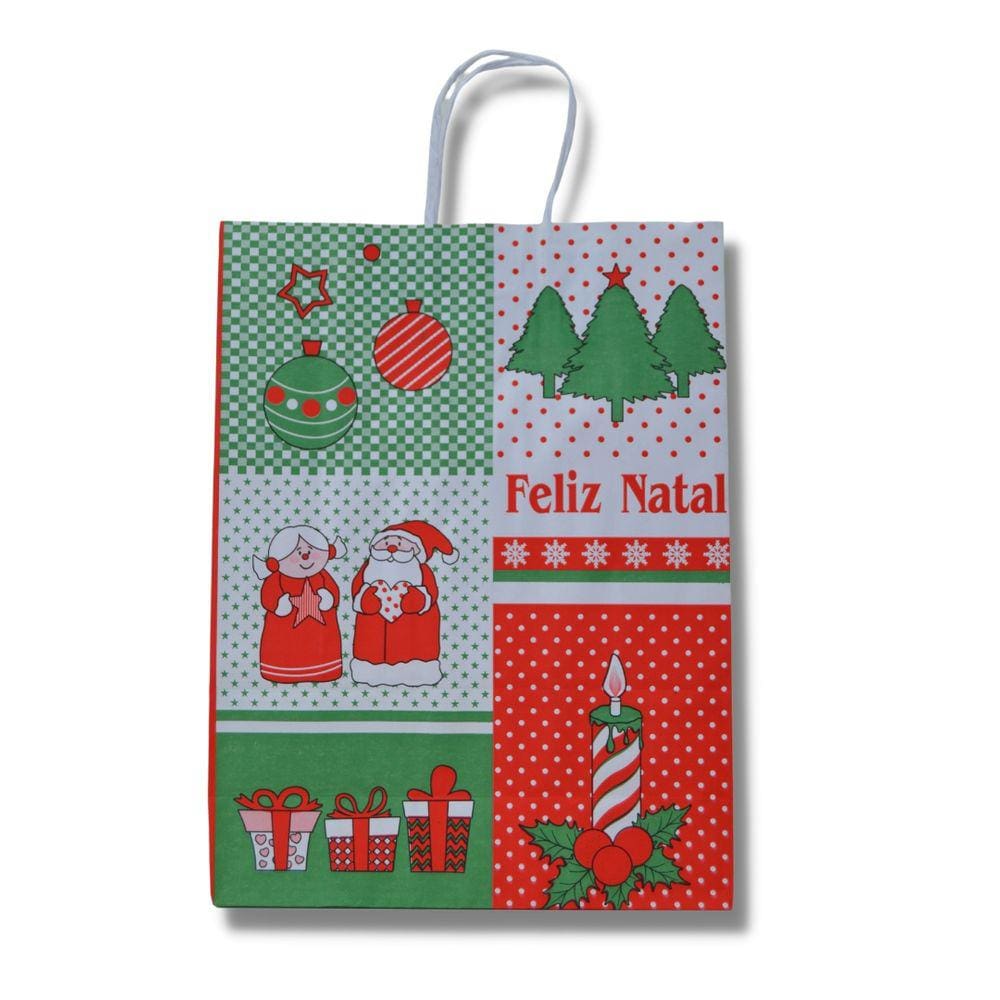Sacola Feliz Natal (17,5X8,5X21,5Cm) C/ 30 Un.