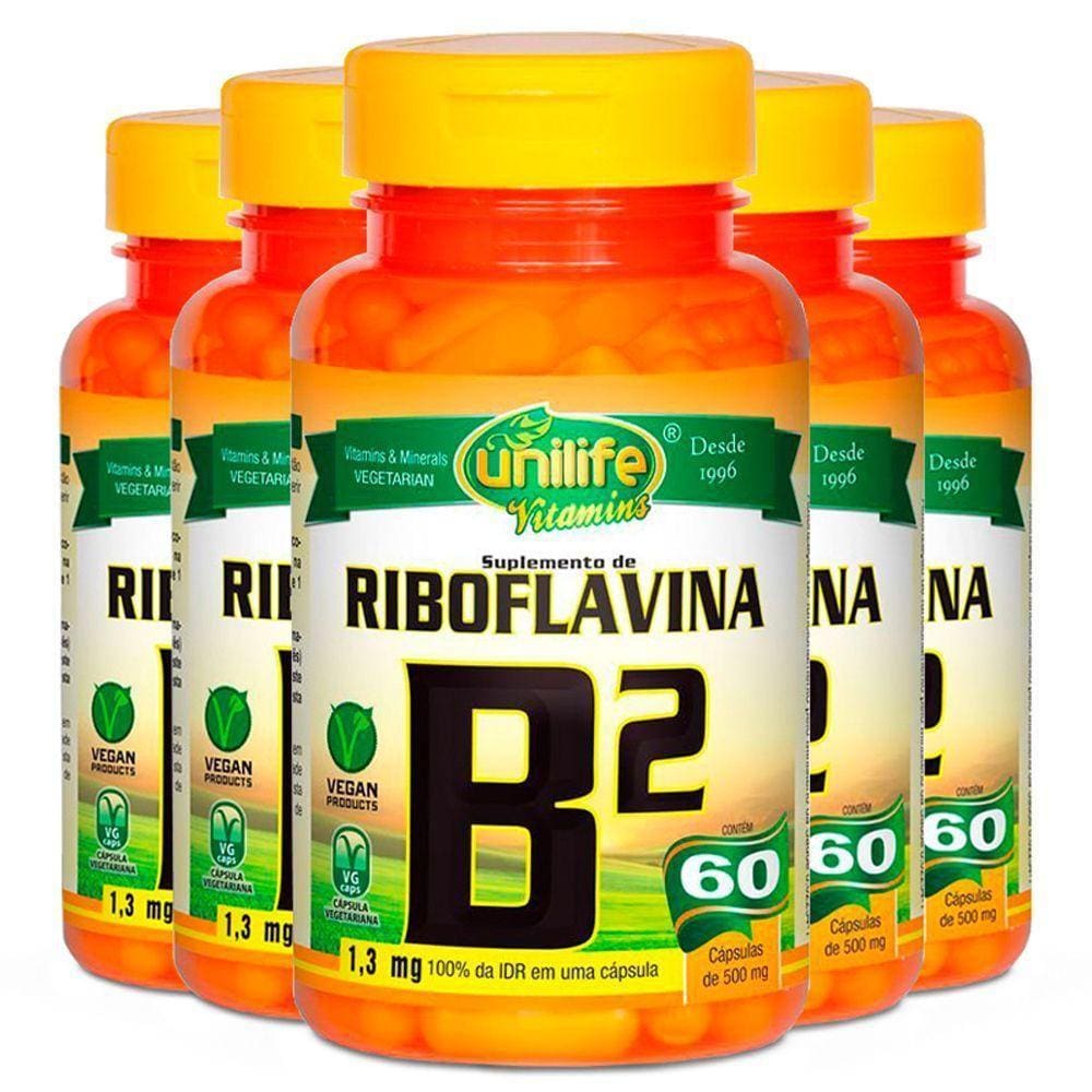 Kit 5 Vitamina B2 Riboflavina 60 Cápsulas Unilife