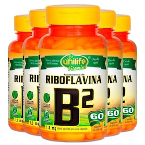 Kit 5 Vitamina B2 Riboflavina 60 Cápsulas Unilife