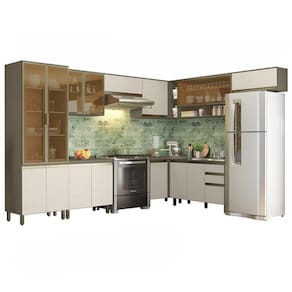 Cozinha Completa de Canto 9 Peças Connect com Cristaleira - Móveis Henn