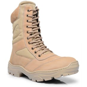 Botas Taticas Infantaria em Couro Coturno Militar PM com Palmilha de Gel Bico PVC Bege