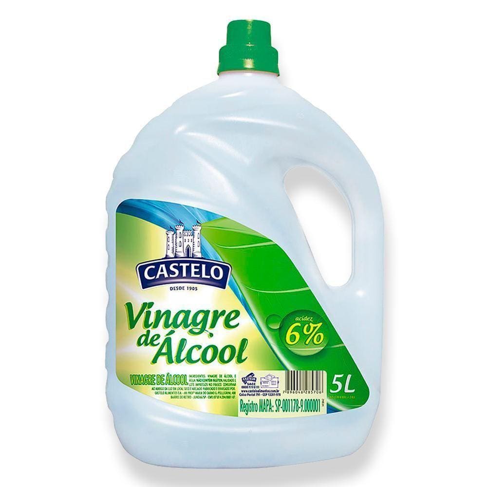 3 Vinagre De álcool Castelo De Limpeza E Bactericida 6% Acidez 5l Aromatizado Maçã Verde