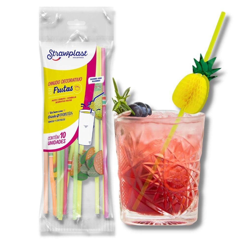 Canudo Frutas Flex 6Mm Misto Pp C/ 10 Un.