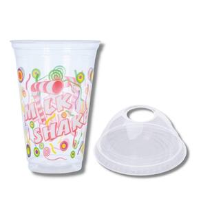 Kit C/ 100 Un Copo P/ Milk Shake 440 Ml + 100 Un Tampa Bolha C/ Furo P/ Copos 440,550 E 660 Ml
