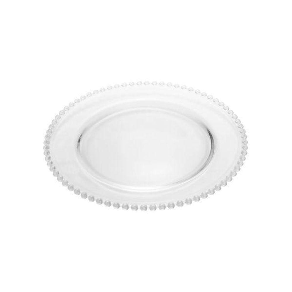 Jogo 4 Pratos Cristal Pearl 28Cm Unidade Transparente