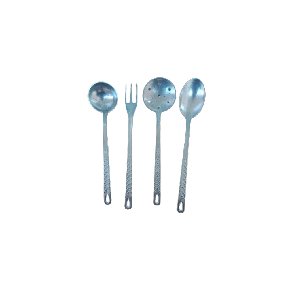 Jogo kit De Talheres Alumínio Fundido Escumadeira Concha Colher Garfo 4pçs