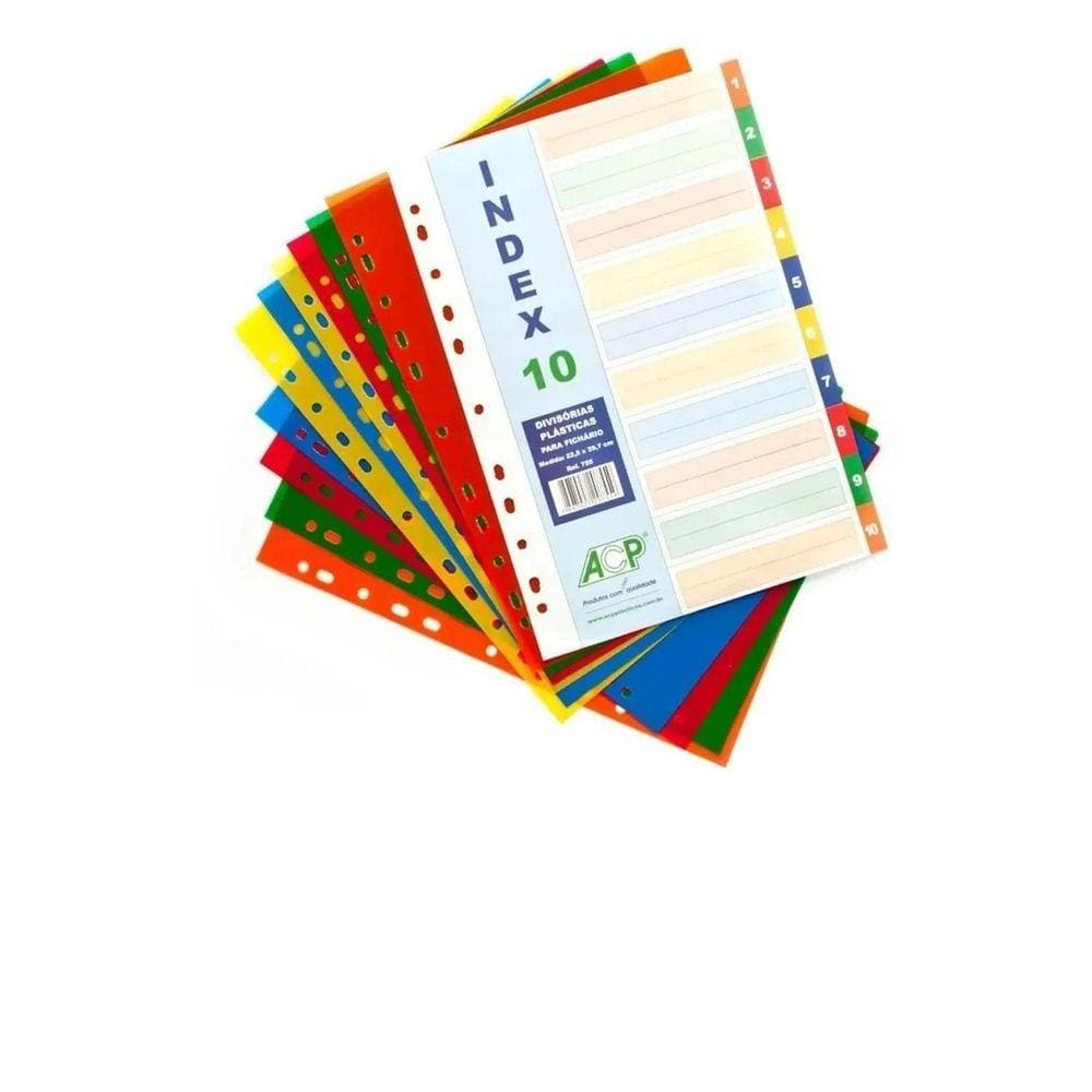 Divisórias Plásticas para Fichário 10 Divisões ACP 225x297mm