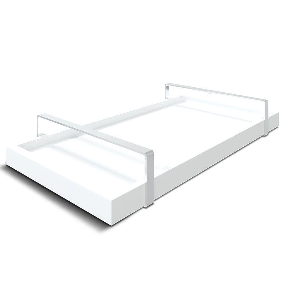 Bandeja Decorativa 25x50cm Branca Com Alça Prata