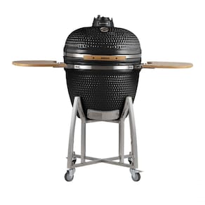 Churrasqueira Kamado Ultra Da Rasco Preto C/ Grelha Aço Inox, Suporte E Mesas. Serve Até 20 Pessoas Preto