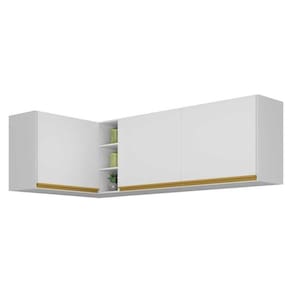 Kit Armário De Cozinha Aéreo Canto 90cm E Aéreo 120cm Veneza Multimóveis Mp2148 Branco-dourado