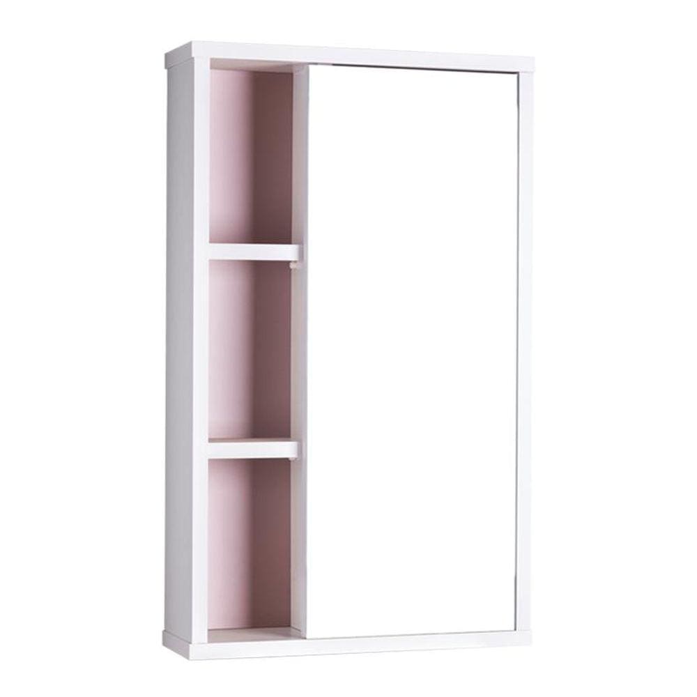 Armário com Espelho para Banheiro Milano Branco e Rosa Claro