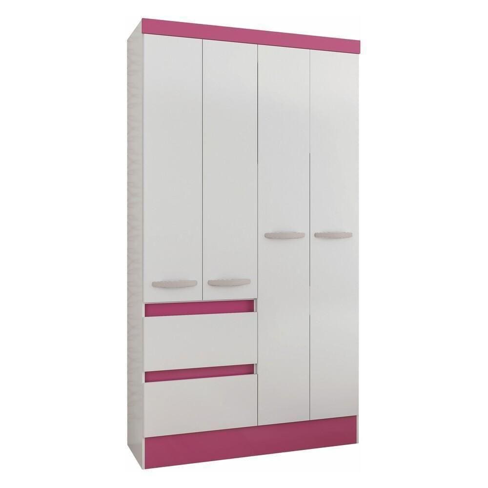 Guarda-roupas 4 Portas 2 Gavetas Com Rodapé Multimóveis Cr35135 Branco/rosa Branco/rosa