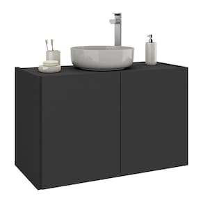 Gabinete De Banheiro 62,5cm Suspenso 2 Portas Multimóveis Mp5044 Preto Preto