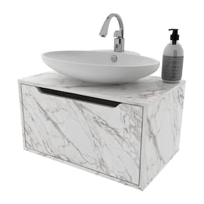 Gabinete Banheiro Suspenso 60cm Com 1 Porta Multimóveis Cr10123 Mármore Branco Mármore Branco