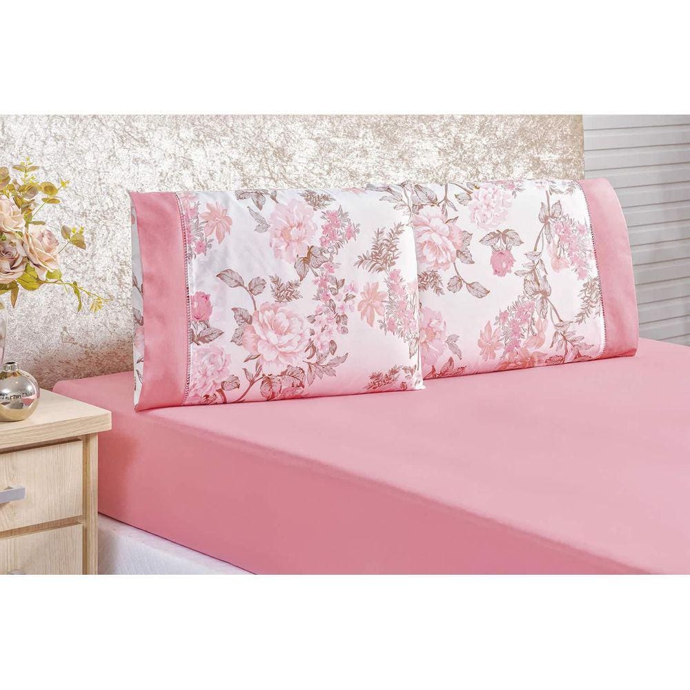 Lençol Casal Queen Micropercal 200 Fios Naturale 03 Peças