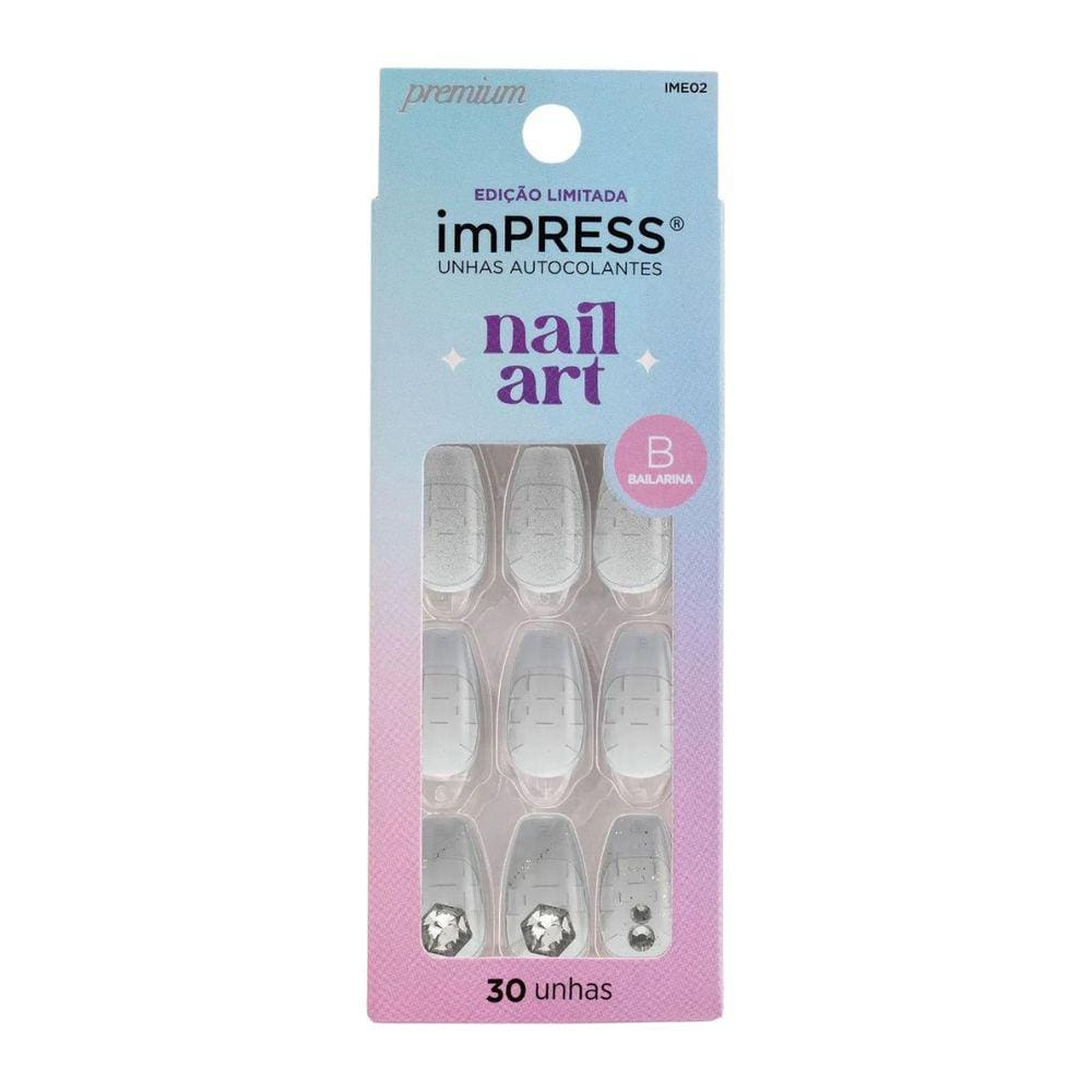Unhas Autocolantes Kiss Impress Nail Art Legacy Bailarina C/30Un Ime02