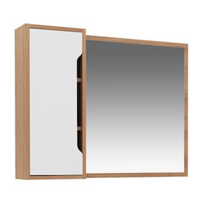 Espelheira Para Banheiro Flex 80cm Com 1 Porta Multimóveis Cr10116 Amêndoa-branco Amêndoa-branco