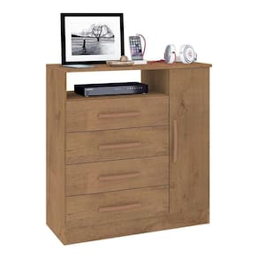 Cômoda 80cm 4 Gavetas 1 Porta Multimóveis Cr35150 Canelato Rústico Canelato Rústico