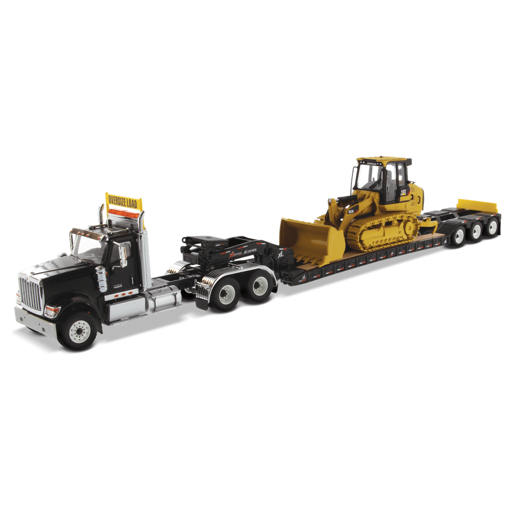 Miniatura Caminhão Plataforma HX520 e Trator De Esteira 1/50