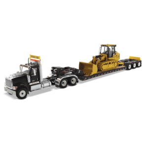 Miniatura Caminhão Plataforma HX520 e Trator De Esteira 1/50