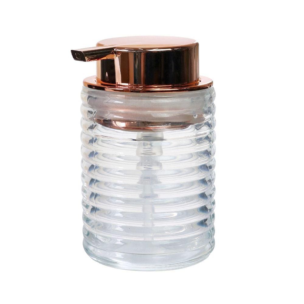 Porta Sabonete Líquido De Vidro Gold Rose 300ml