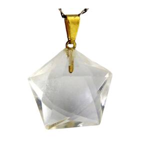 Colar Pentagrama Pedra Cristal Montagem Banho Dourado