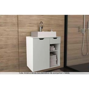 Bancada de Banheiro Suspenso BN3605 1 Porta 1 Gaveta cor Branco - Tecno Mobili
