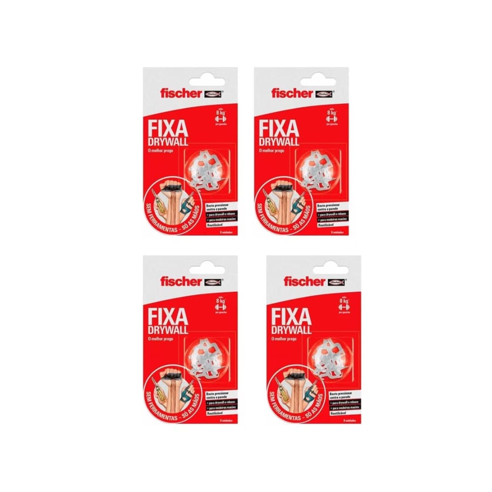 04 Suporte De Fixação Removível Fischer - Fixa Drywal C/ 08 Un