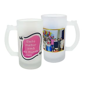 Caneca Vidro Personalizada Mimo Eleita Melhor Irmã do Mundo