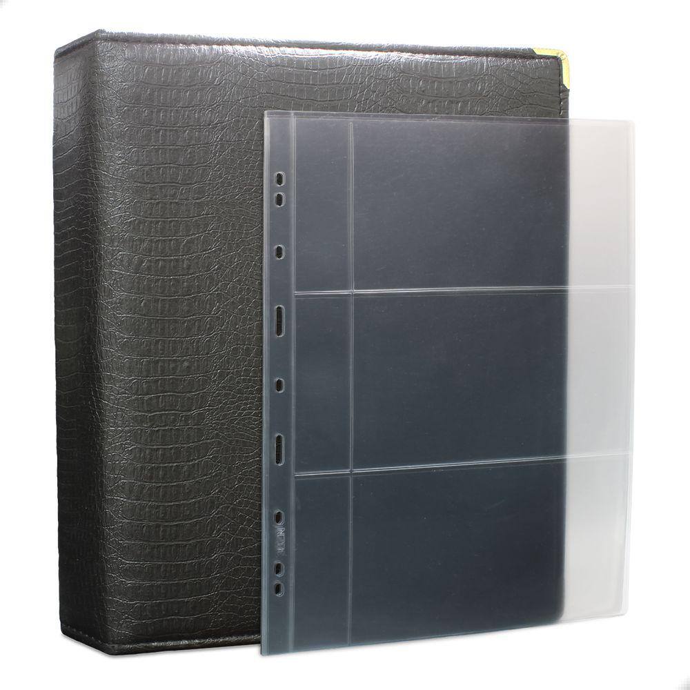 Álbum Fichário 20 Folhas Cédulas 3 Espaços Aba 32x24 Cobra Fosco G