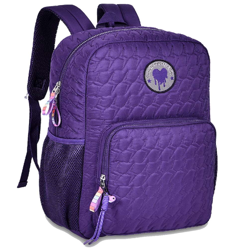 Mochila de Costas Escolar Clio Girls Roxa com Chaveiro