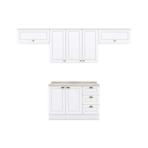 Kit de Cozinha Modulada 5 Peças Americana (3 Armários + 1 Balcão + 1 Complemento) C5P11 Branco - Henn