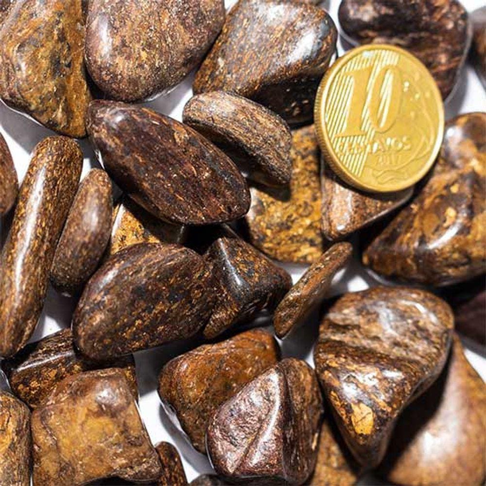 200Gr Bronzita Rolado Pedra Natural 15mm Pedra da Coragem