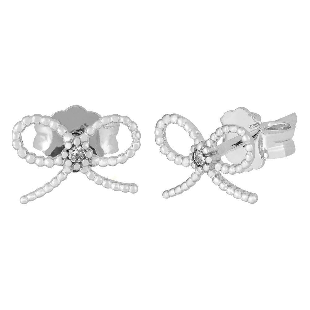 Brinco de Prata Laço Teen Charm com Zircônia 9.1x6.3mm