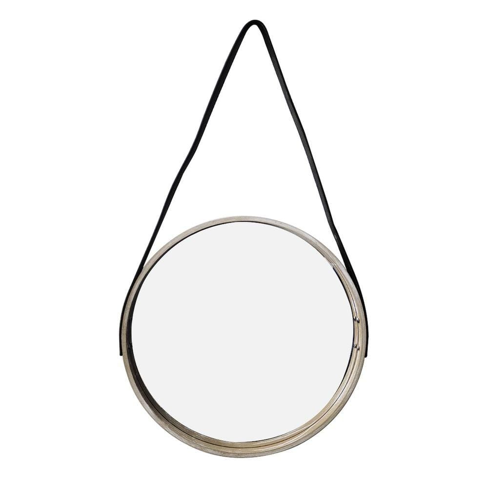 Espelho De Parede De Madeira Redondo 40cm