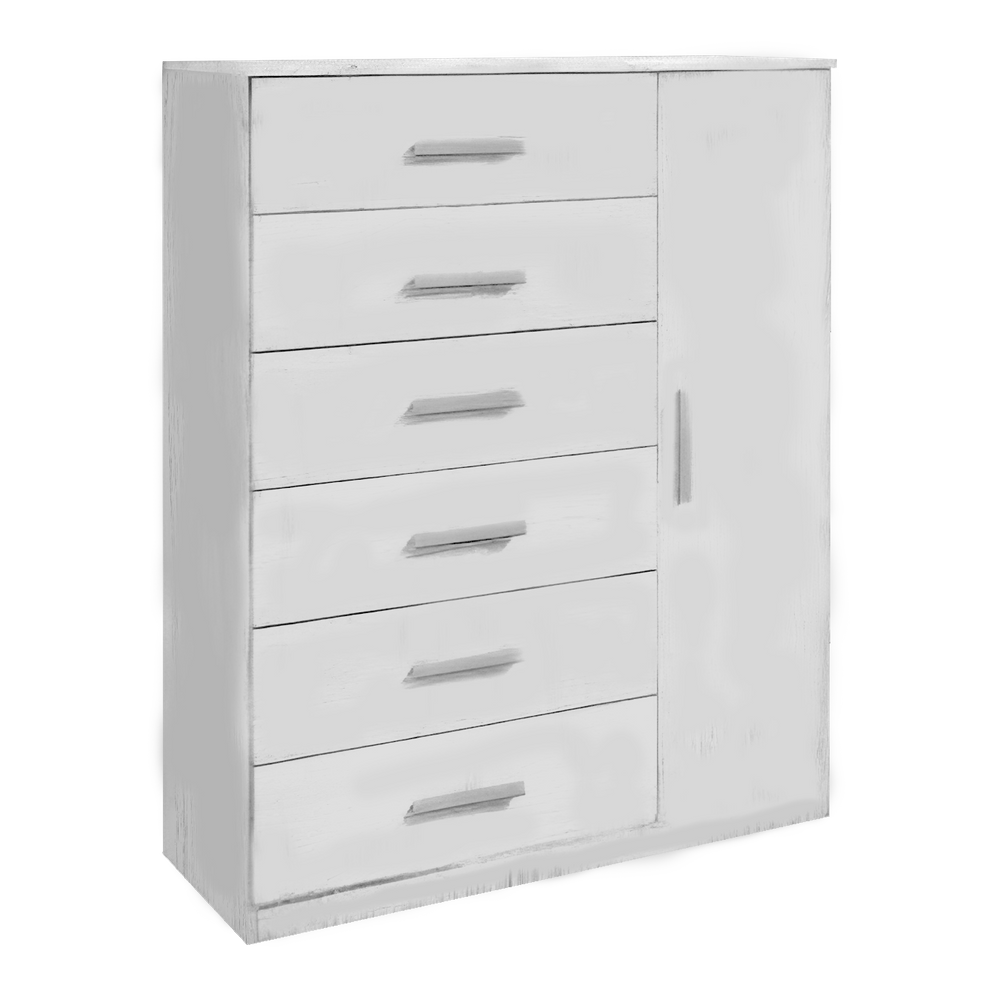 Cômoda Sapateira 1 porta e 6 gavetas - Branco