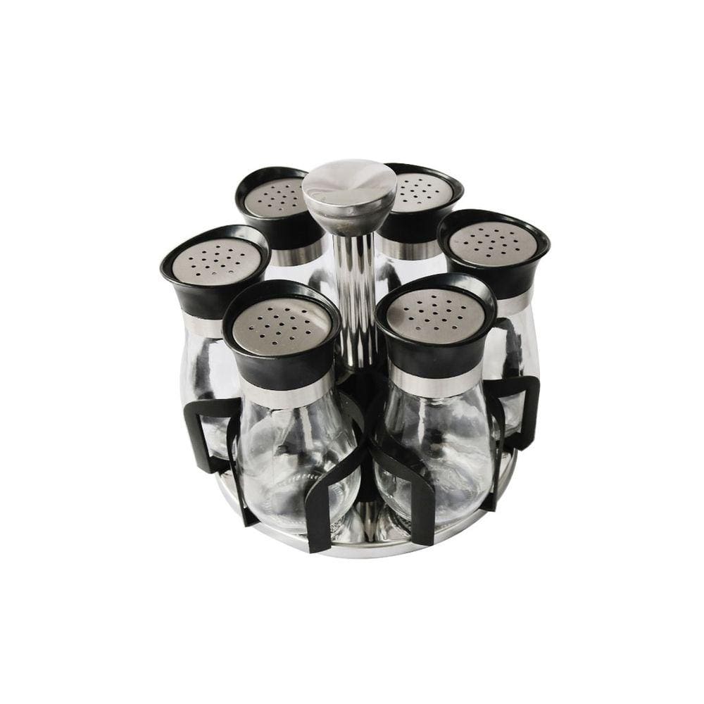 Porta Tempero Com Suporte Giratório De Inox Plástico 7 Peças