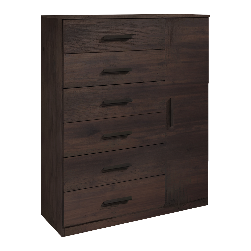 Cômoda Sapateira 1 porta e 6 gavetas - Café