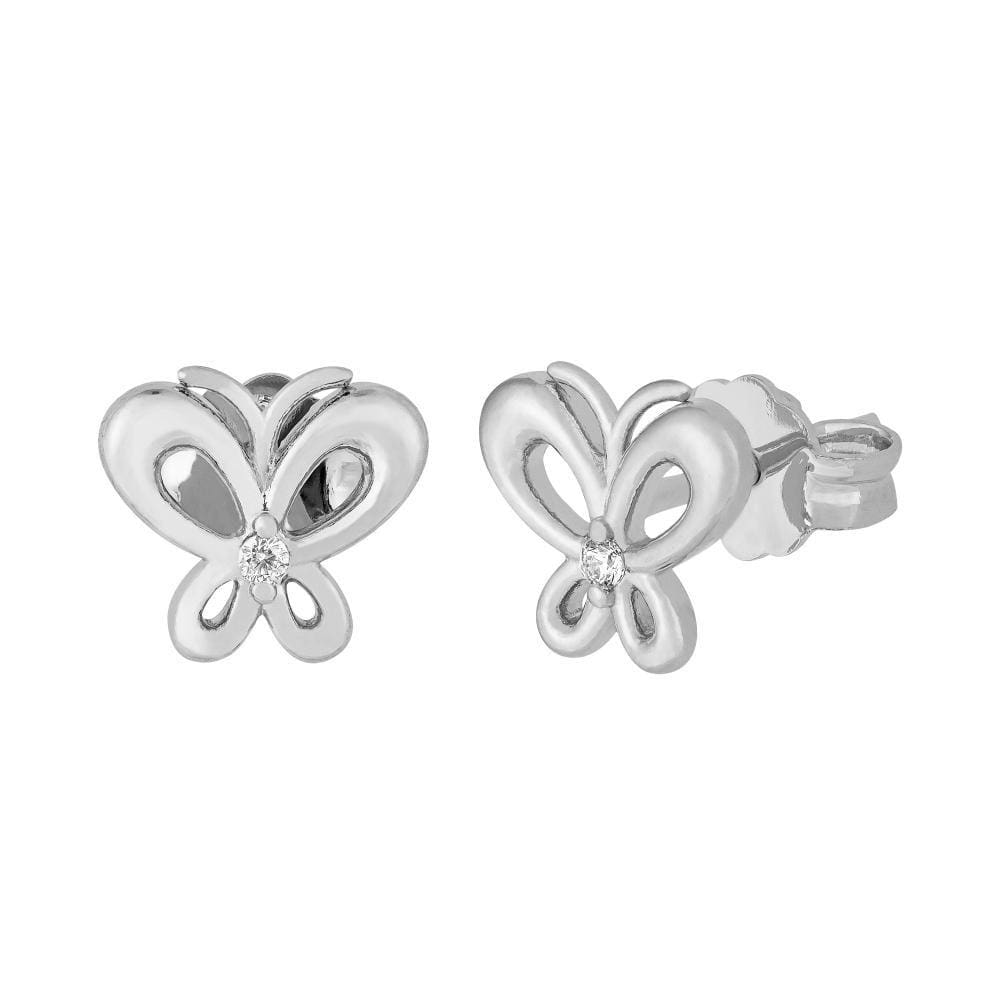 Brinco de Prata Borboleta Teen Charm com Zircônia 7.5x8mm