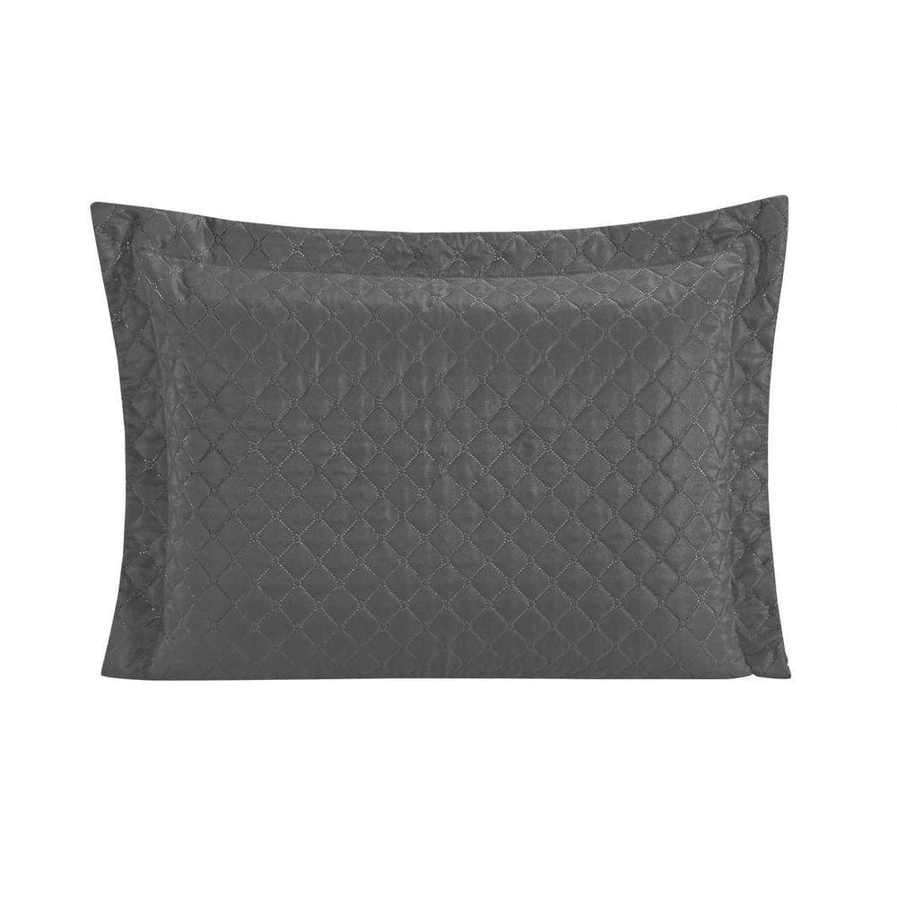 Porta Travesseiro Requinte Liso 01 Peça 65cm x 45cm Cinza