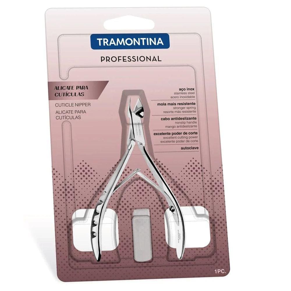 Alicate de Cutícula Profissional Mola Dupla Cabos Antideslizantes Inox Tramontina