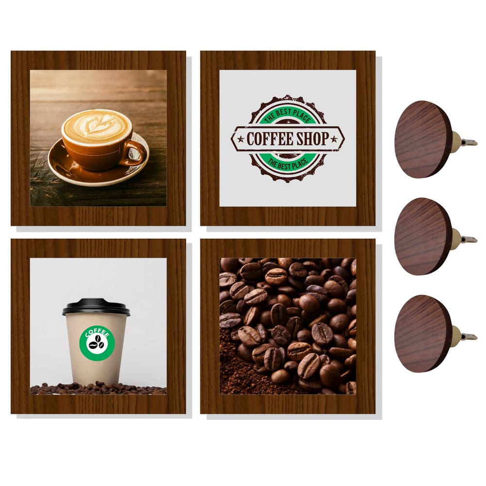 4 Quadros Decorativos Cantinho do Café e Ganchos de parede