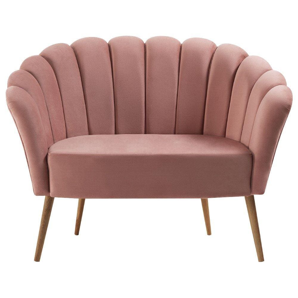 Sofa Namoradeira 2 Lug 135 cm Pes Tauari 7050 Veludo Rosa Dmobiliario
