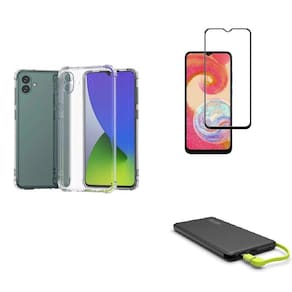 Kit Carregador Portátil Samsung Galaxy A04s + Capa + Película De Vidro 3D