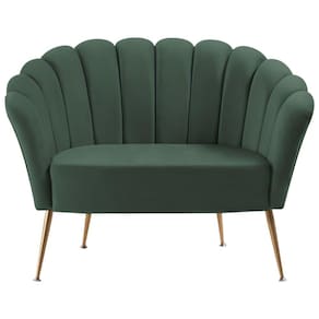 Sofa Namoradeira 2 Lug 135 cm Aço Dourado 7050 Veludo Verde Dmobiliario