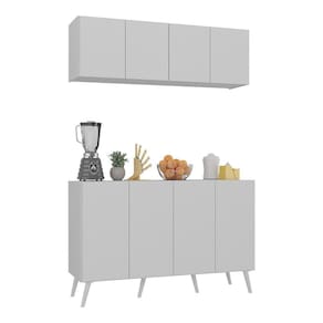 Kit Armário de Cozinha Aéreo e Balcão 4 Portas Retrô Multimóveis MP2170