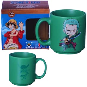 Mini Caneca Roronoa Zoro Café Expresso Empilhável Cerâmica 100ML Oficial One Piece