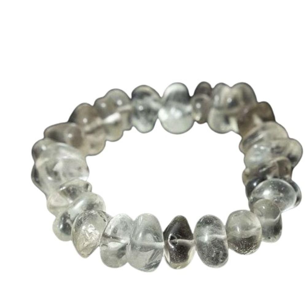 Pulseira Cristal Rolada Pedra Quartzo Natural Silicone