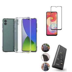 Kit Carregador Portátil BlueStar 10.000mAH Samsung Galaxy A04 + Capa + Película De Vidro 3D
