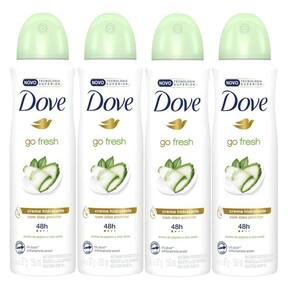 Kit 4 Desodorantes Aerosol Dove Go Fresh Pepino E Chá Verde 150ml